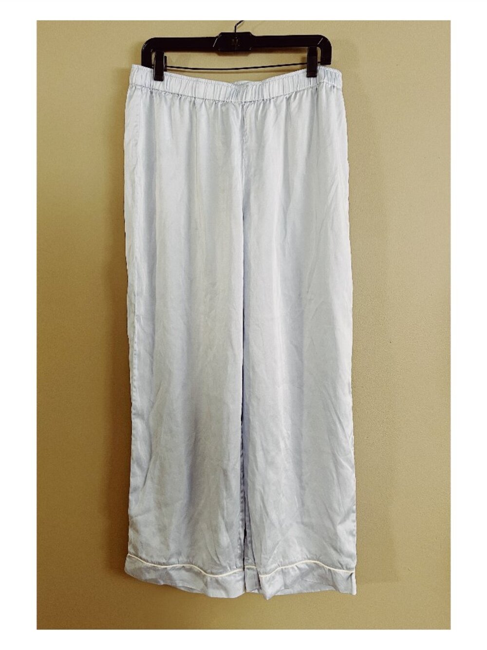 Eberjey Sz L Powder Blue Inez Washable Silk Pajama Pants Elastic Waist